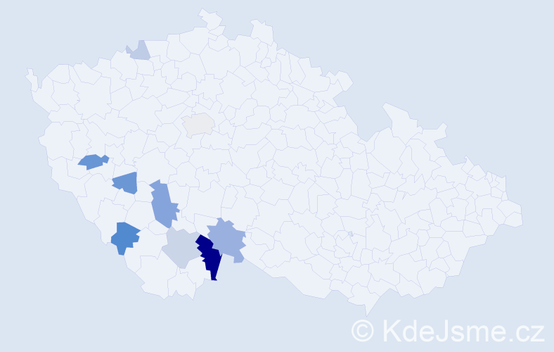 Příjmení: 'Blízková', počet výskytů 21 v celé ČR