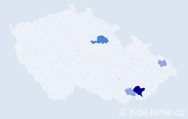 Příjmení: 'Kintler', počet výskytů 9 v celé ČR