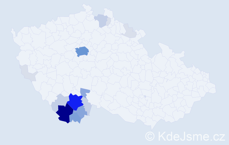 Příjmení: 'Pilsová', počet výskytů 70 v celé ČR
