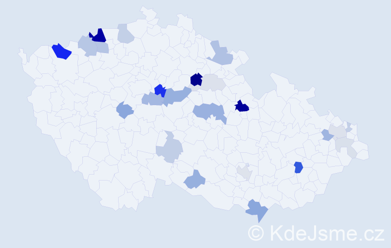 Příjmení: 'Barkóci', počet výskytů 60 v celé ČR