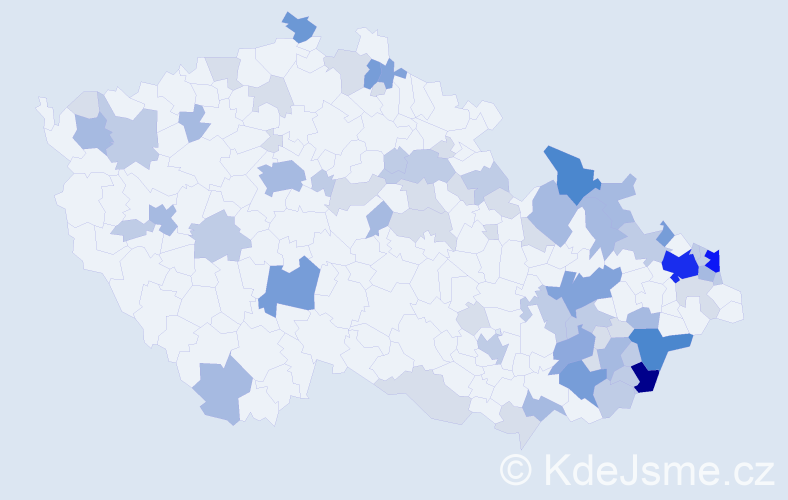 Příjmení: 'Rumanová', počet výskytů 208 v celé ČR