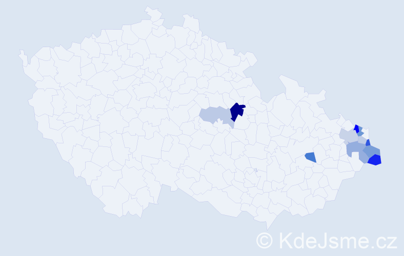 Příjmení: 'Klusek', počet výskytů 22 v celé ČR