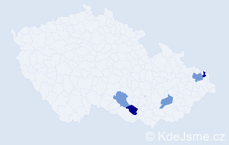 Příjmení: 'Koncká', počet výskytů 8 v celé ČR