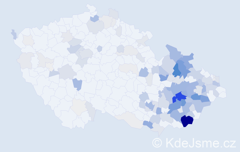 Příjmení: 'Ondrušková', počet výskytů 510 v celé ČR