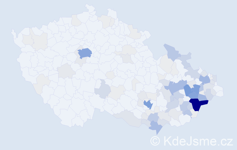 Příjmení: 'Hajda', počet výskytů 423 v celé ČR