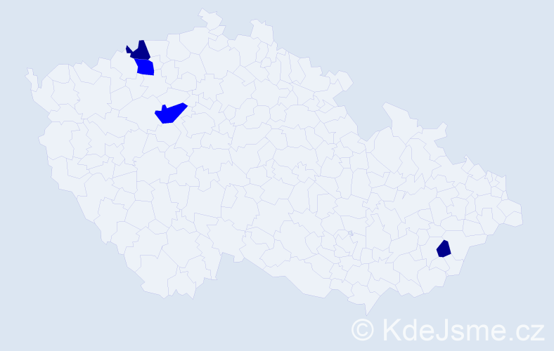 Příjmení: 'Rašev', počet výskytů 6 v celé ČR