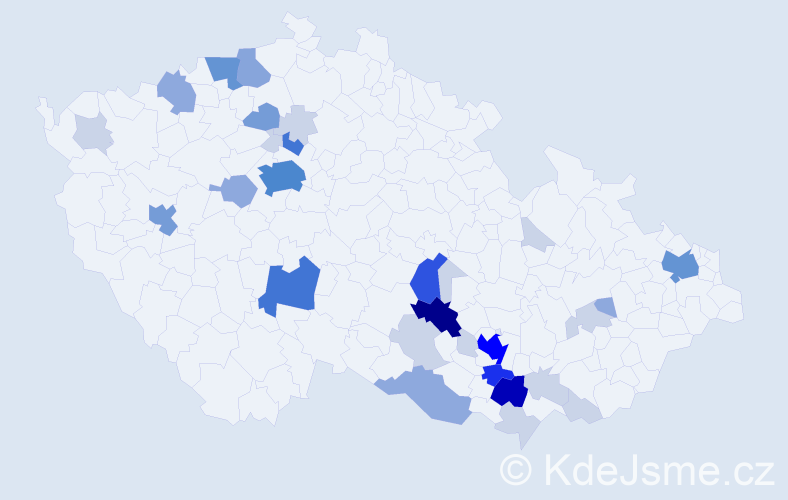 Příjmení: 'Klobása', počet výskytů 112 v celé ČR