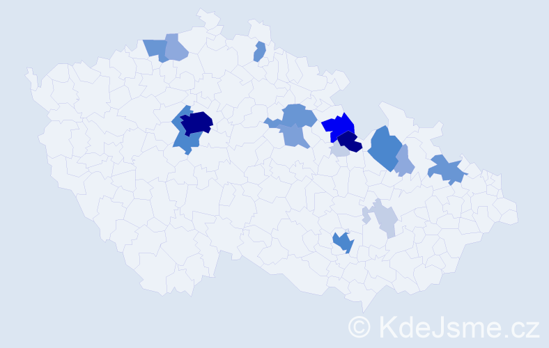 Příjmení: 'Durchánková', počet výskytů 71 v celé ČR