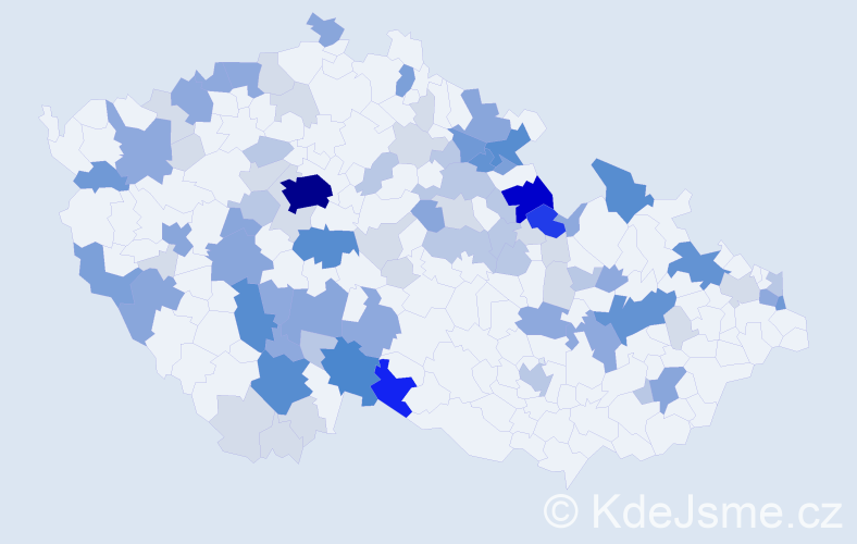 Příjmení: 'Koukol', počet výskytů 282 v celé ČR