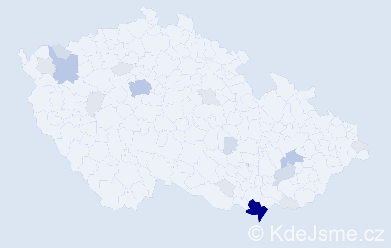 Příjmení: 'Kruták', počet výskytů 61 v celé ČR