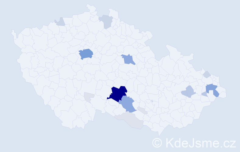 Příjmení: 'Zdarsová', počet výskytů 69 v celé ČR