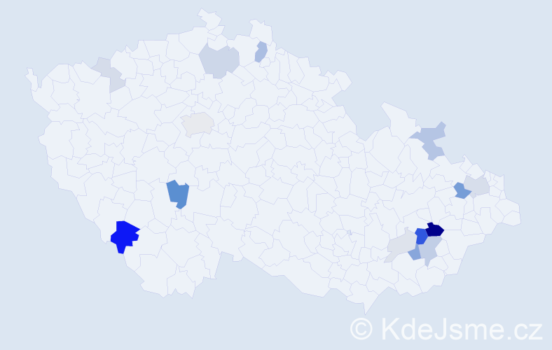 Příjmení: 'Vrajíková', počet výskytů 46 v celé ČR