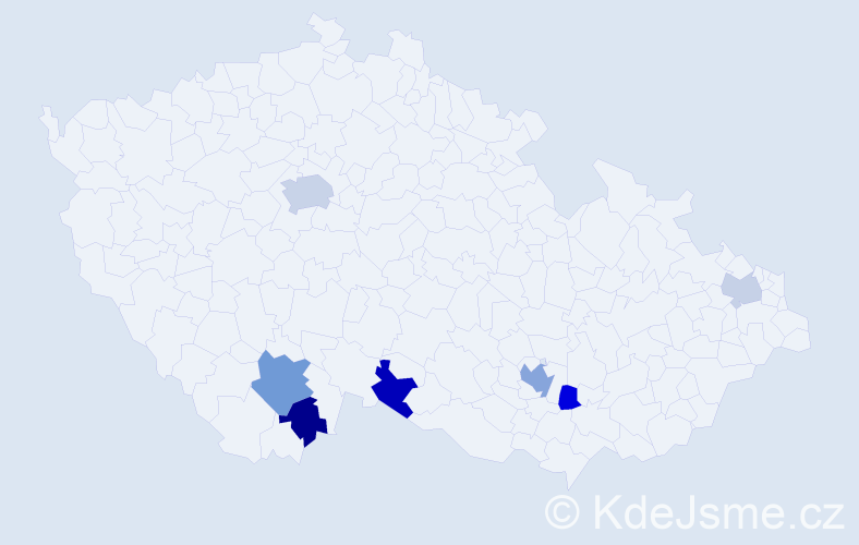 Příjmení: 'Kainz', počet výskytů 12 v celé ČR