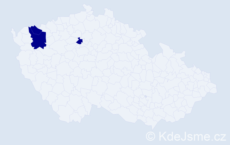 Příjmení: 'Modesová', počet výskytů 9 v celé ČR