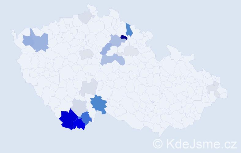 Příjmení: 'Haláček', počet výskytů 64 v celé ČR