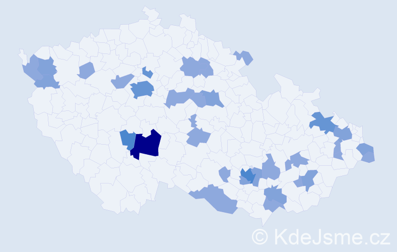 Příjmení: 'Kolláriková', počet výskytů 60 v celé ČR