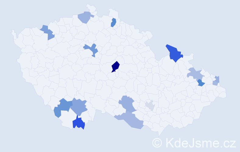 Příjmení: 'Kozaková', počet výskytů 21 v celé ČR