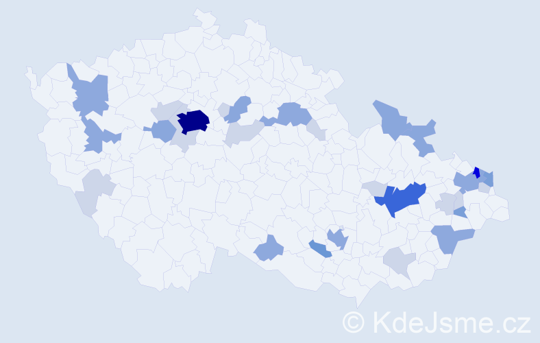 Příjmení: 'Krajčí', počet výskytů 87 v celé ČR