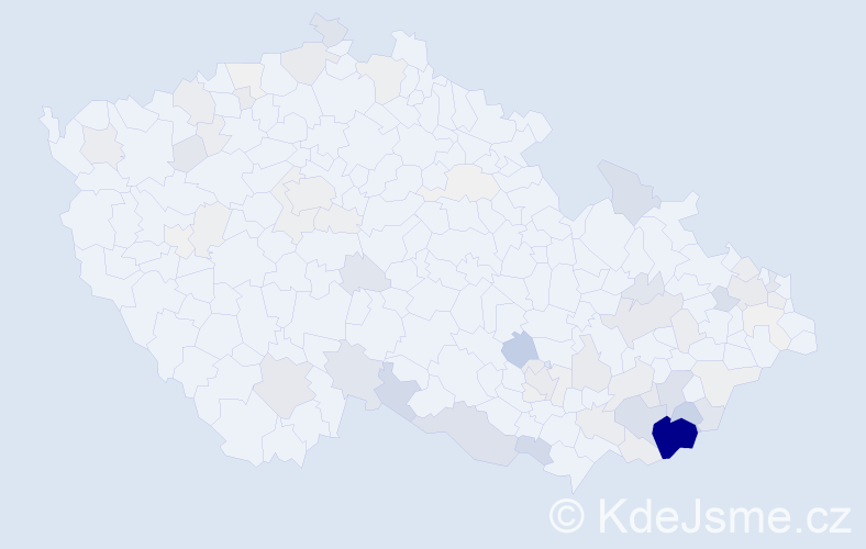 Příjmení: 'Beníčková', počet výskytů 276 v celé ČR