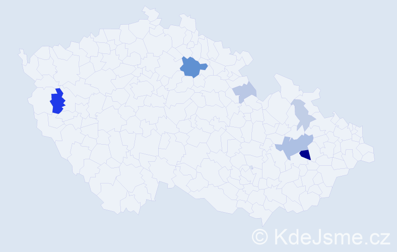Příjmení: 'Dittmar', počet výskytů 18 v celé ČR