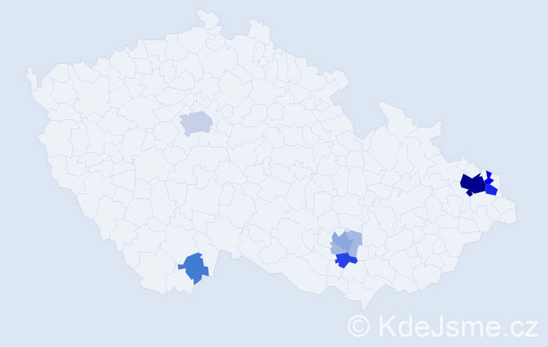 Příjmení: 'Valder', počet výskytů 46 v celé ČR