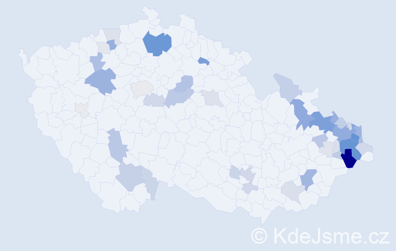 Příjmení: 'Gurecký', počet výskytů 179 v celé ČR