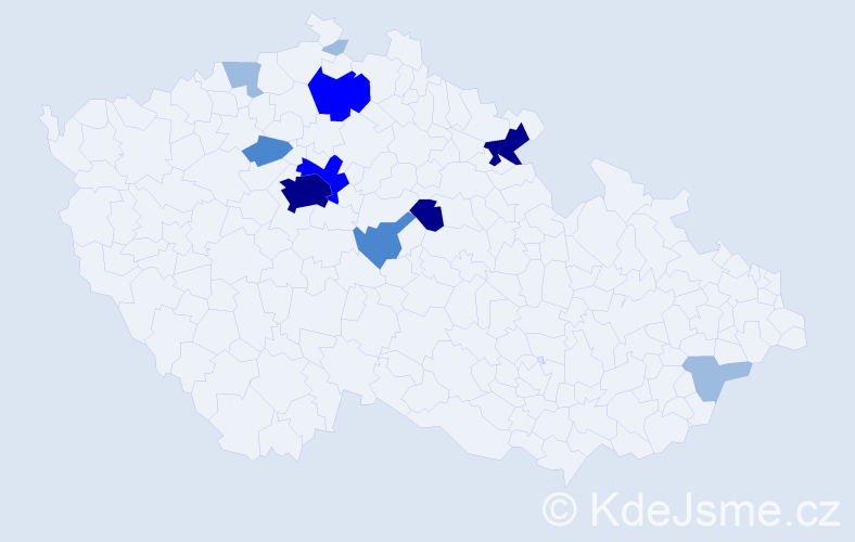 Příjmení: 'Listoň', počet výskytů 25 v celé ČR