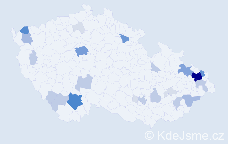 Příjmení: 'Kursa', počet výskytů 100 v celé ČR