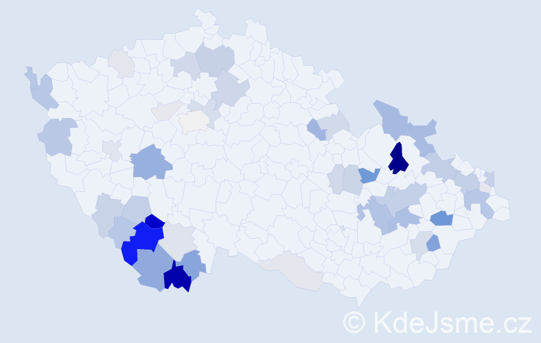 Příjmení: 'Čajanová', počet výskytů 136 v celé ČR