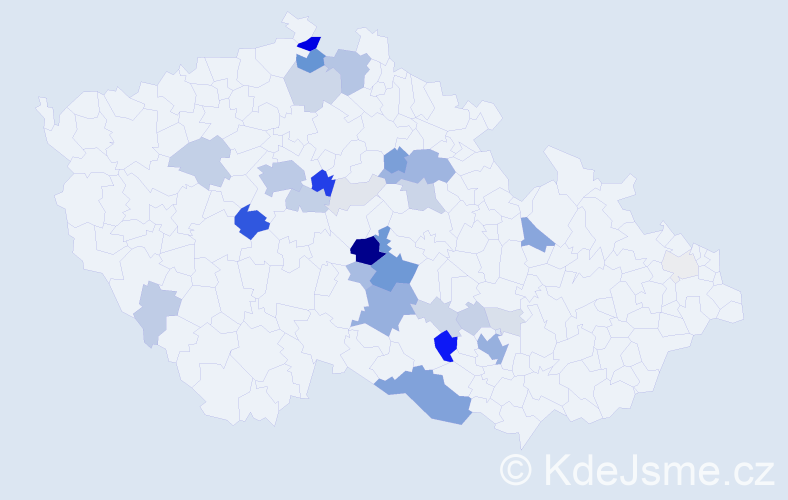 Příjmení: 'Caska', počet výskytů 133 v celé ČR