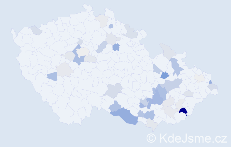 Příjmení: 'Vincourová', počet výskytů 114 v celé ČR
