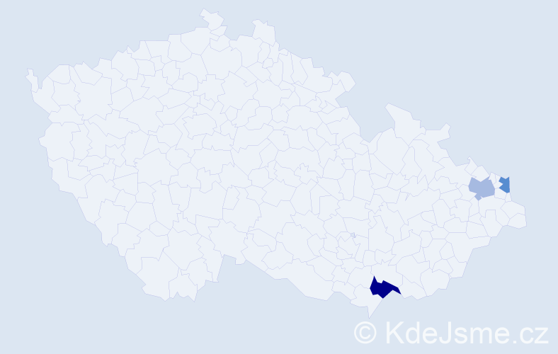 Příjmení: 'Bittóová', počet výskytů 4 v celé ČR