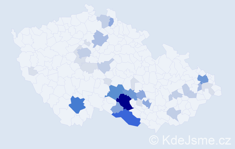 Příjmení: 'Čtveráčková', počet výskytů 112 v celé ČR