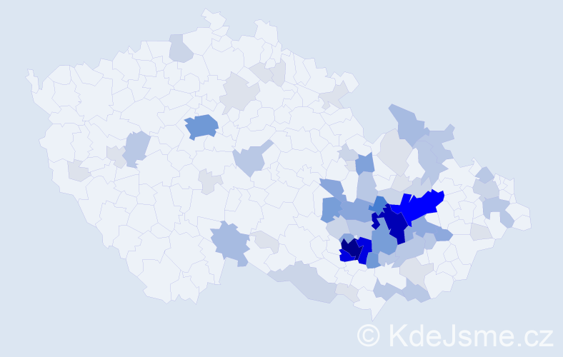 Příjmení: 'Vičar', počet výskytů 254 v celé ČR