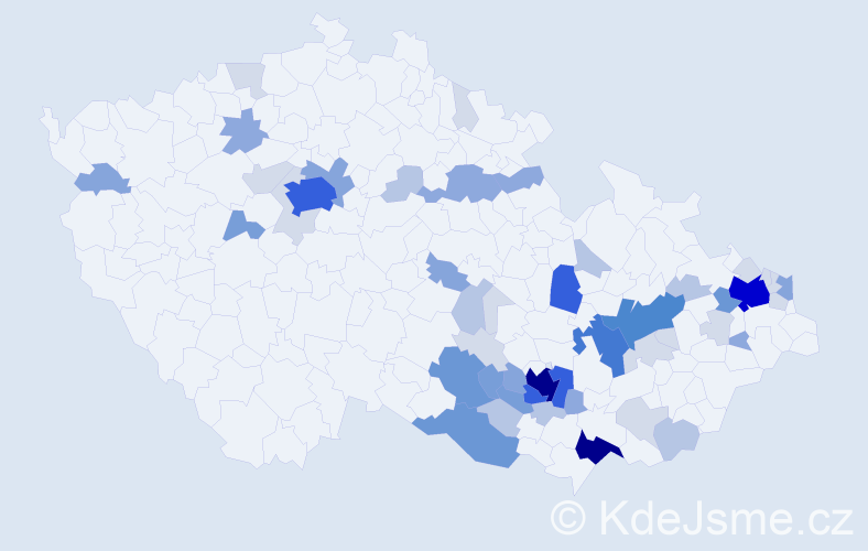 Příjmení: 'Čechovská', počet výskytů 192 v celé ČR