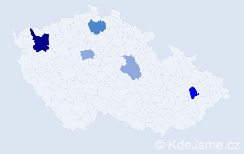 Příjmení: 'Kádě', počet výskytů 15 v celé ČR