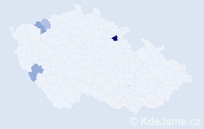 Příjmení: 'Velacko', počet výskytů 5 v celé ČR