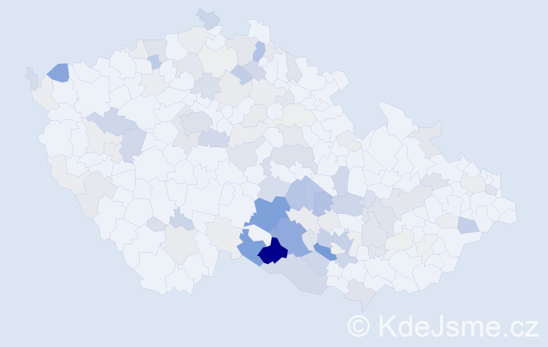 Příjmení: 'Kabelka', počet výskytů 456 v celé ČR
