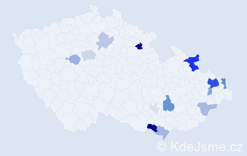 Příjmení: 'Bugala', počet výskytů 37 v celé ČR
