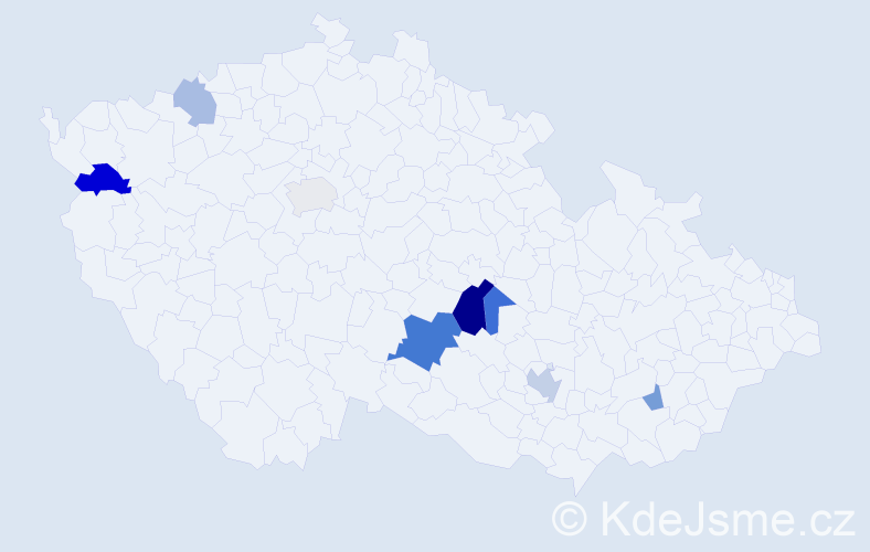 Příjmení: 'Latzka', počet výskytů 16 v celé ČR