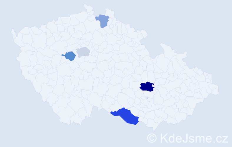 Příjmení: 'Prochazka', počet výskytů 8 v celé ČR