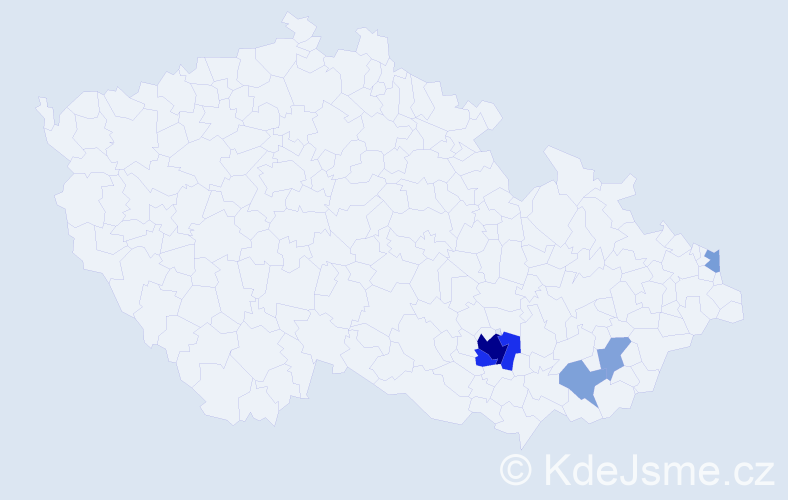Příjmení: 'Friáková', počet výskytů 16 v celé ČR