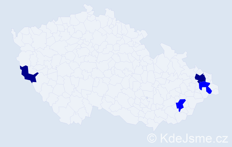 Příjmení: 'Podpleská', počet výskytů 6 v celé ČR