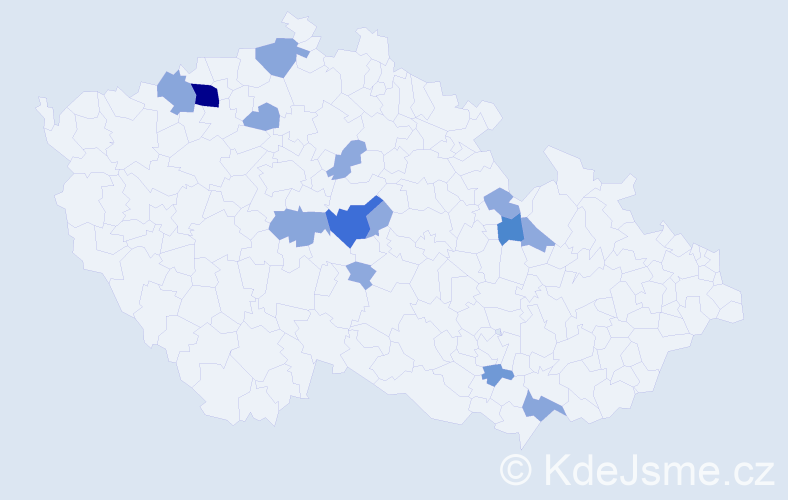 Příjmení: 'Rebhán', počet výskytů 36 v celé ČR