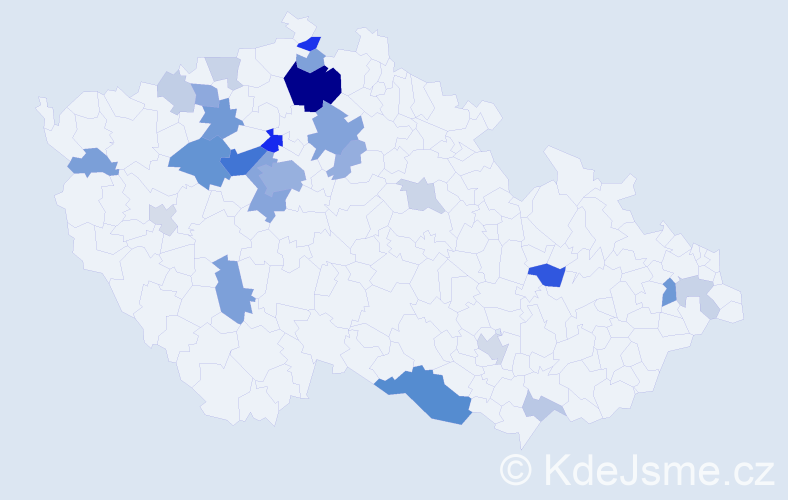 Příjmení: 'Čiberová', počet výskytů 74 v celé ČR