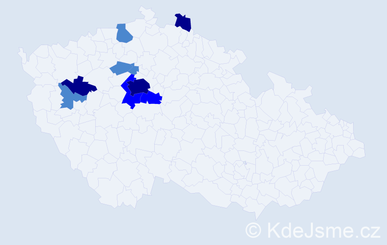 Příjmení: 'Prigl', počet výskytů 17 v celé ČR
