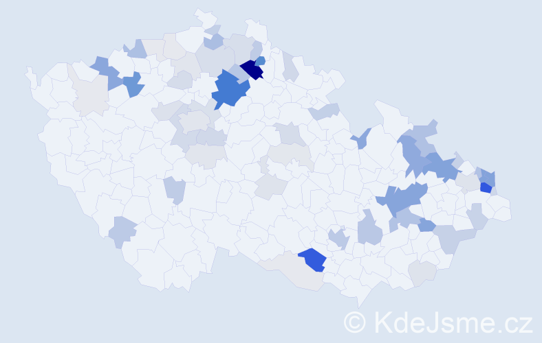 Příjmení: 'Konopka', počet výskytů 223 v celé ČR