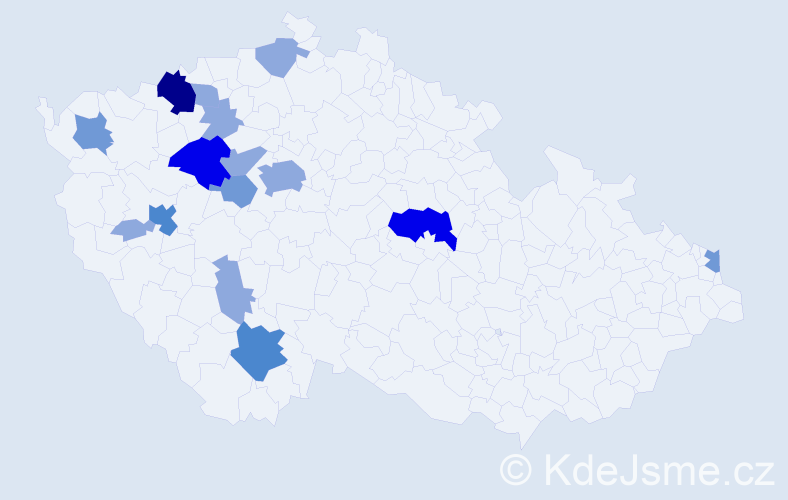 Příjmení: 'Klůc', počet výskytů 35 v celé ČR