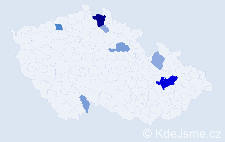Příjmení: 'Tajmrová', počet výskytů 22 v celé ČR