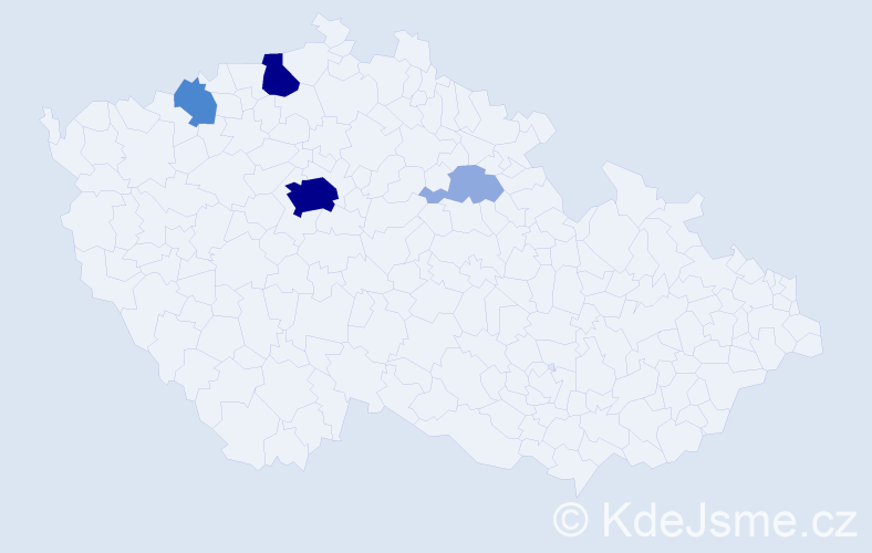 Příjmení: 'Kabrlová', počet výskytů 18 v celé ČR
